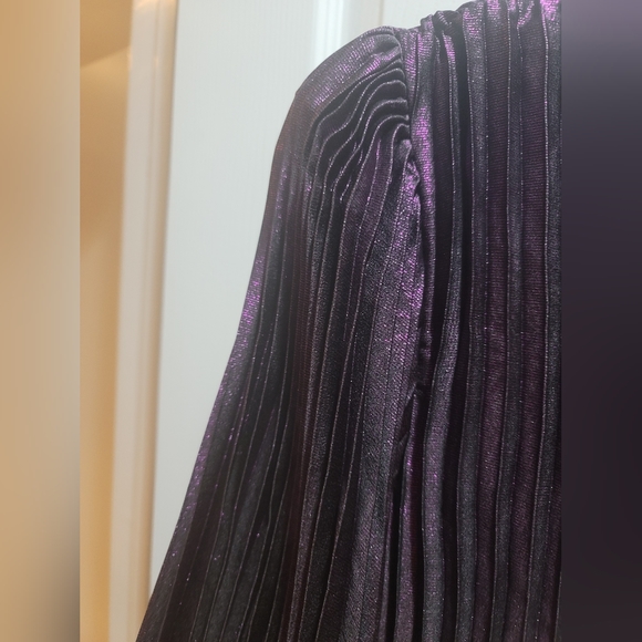 Express Metallic Pleated Mini Dress – Deep Purple, Size L - Picture 6 of 6